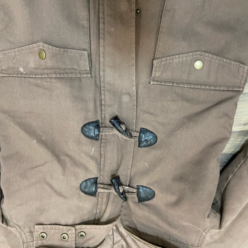 Billabong Y2K Quilted Brown Jacket With Fur Hood - Picture 5 of 7